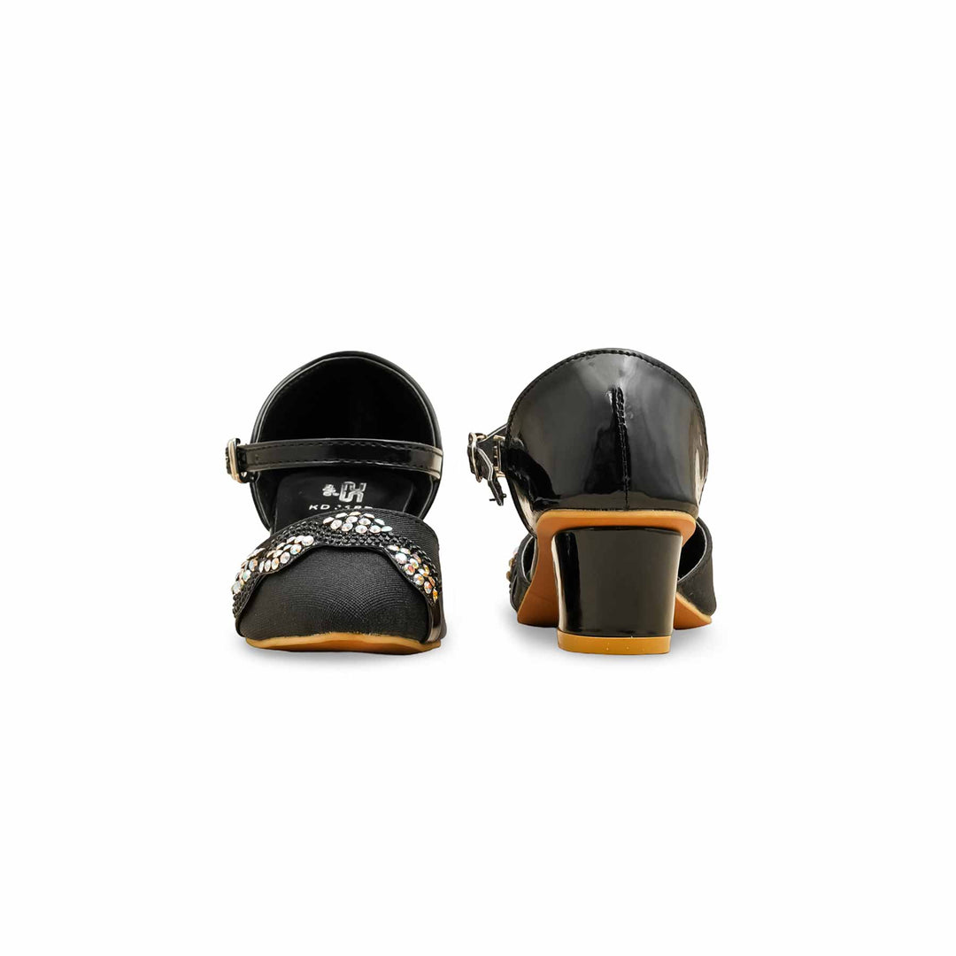 Girls Black Fancy Pumps KD2587