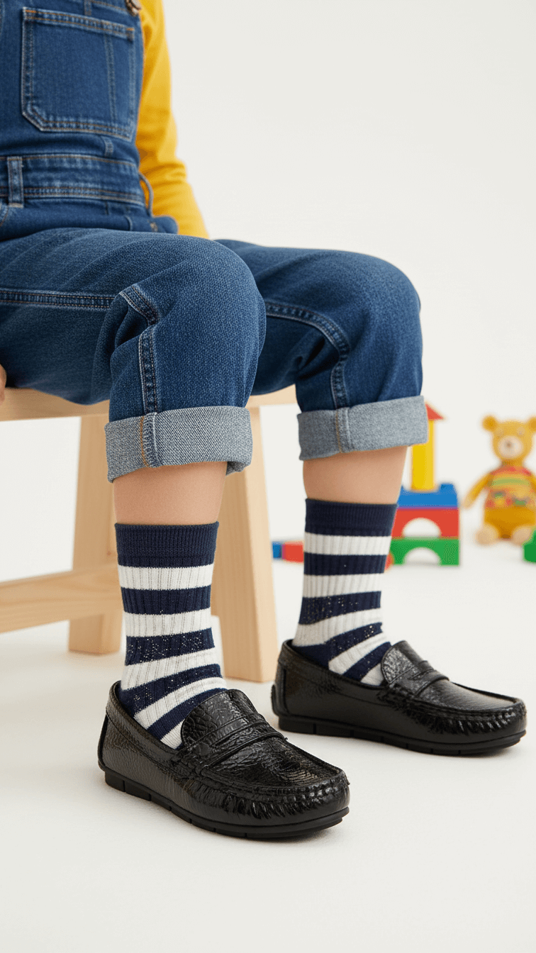 Girls Black Formal Moccasin KD2598