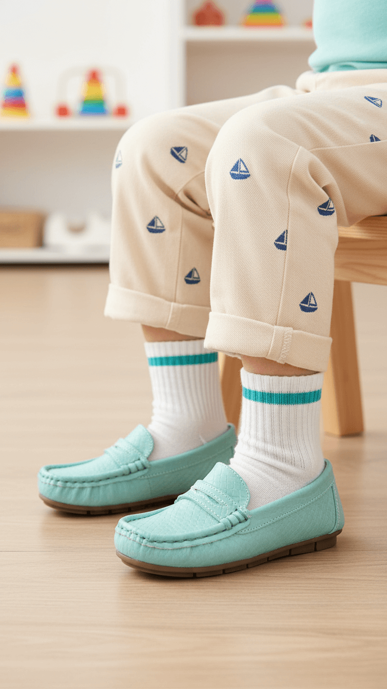 Girls Seagreen Formal Moccasin KD2598