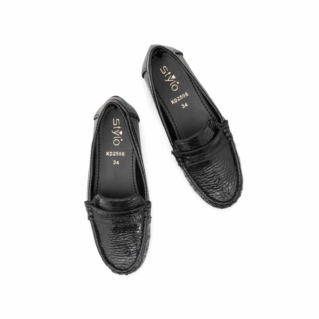 Girls Black Formal Moccasin KD2598
