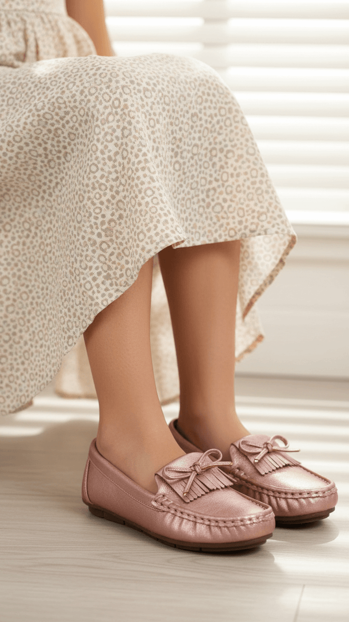 Girls Pink Formal Moccasin KD2600