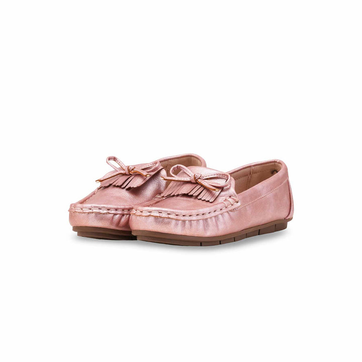 Girls Pink Formal Moccasin KD2600