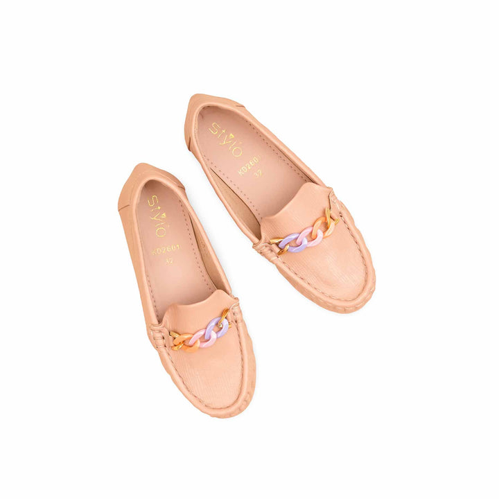 Girls Peach Formal Moccasin KD2601