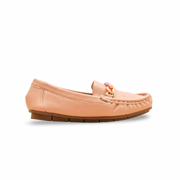 Girls Peach Formal Moccasin KD2601