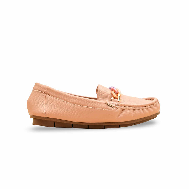 Girls Peach Formal Moccasin KD2601