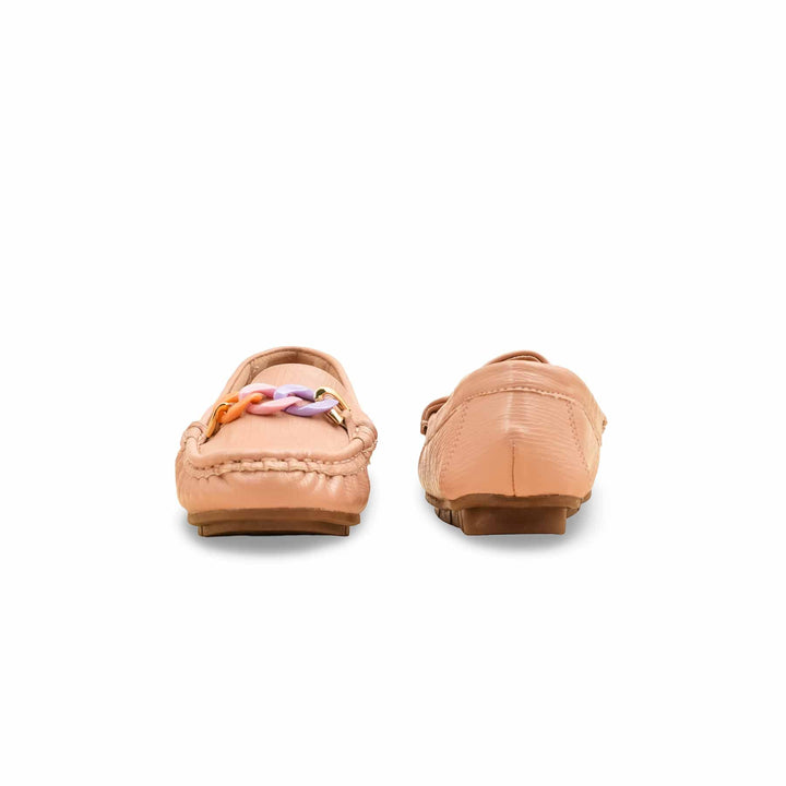 Girls Peach Formal Moccasin KD2601