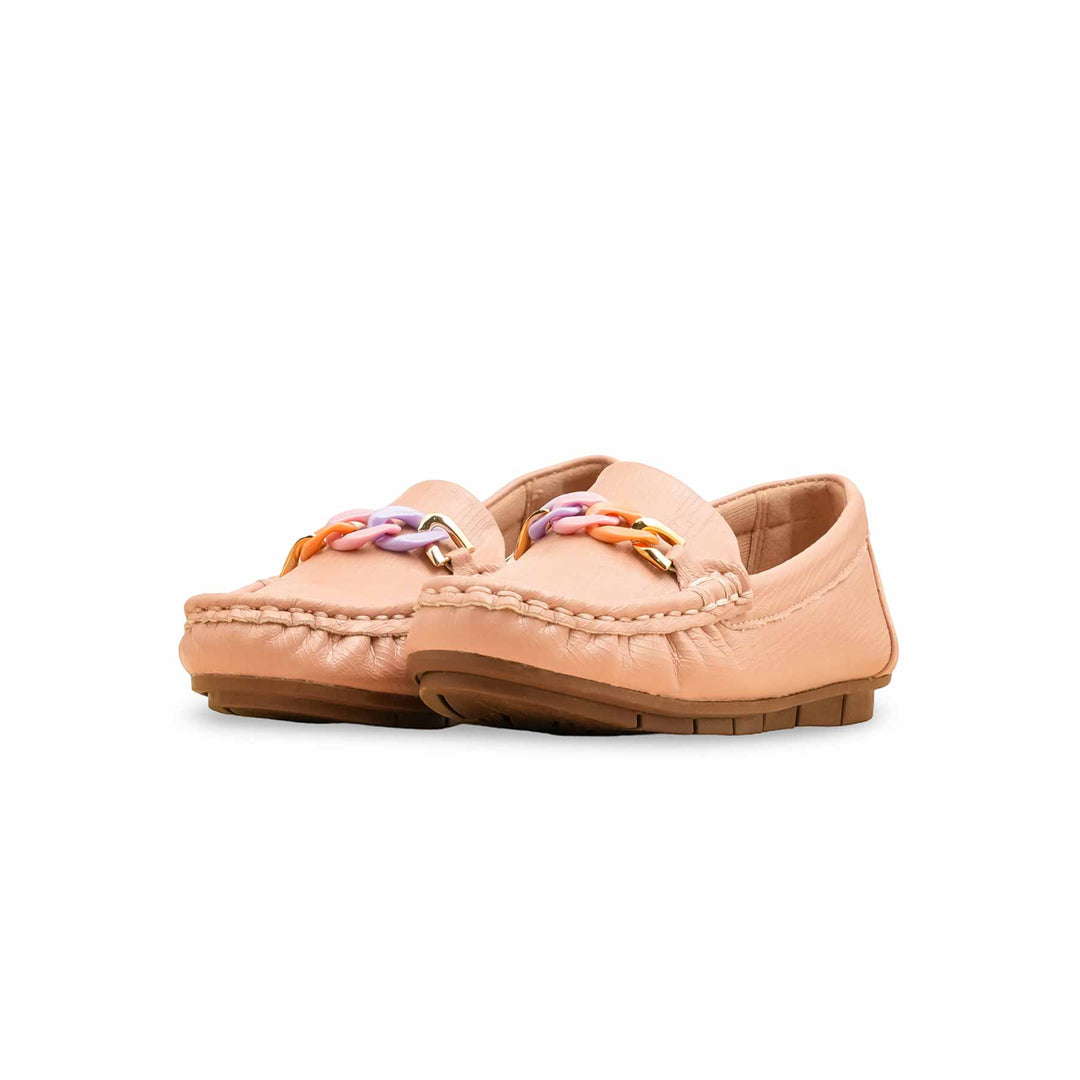 Girls Peach Formal Moccasin KD2601
