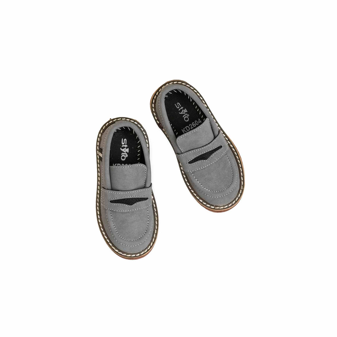 Boys Grey Formal Moccasin KD2604