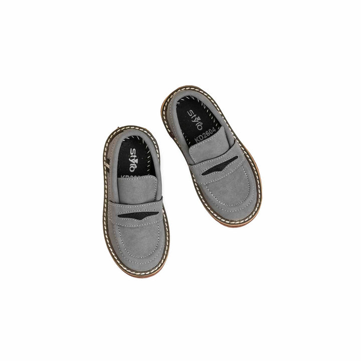 Boys Grey Formal Moccasin KD2604