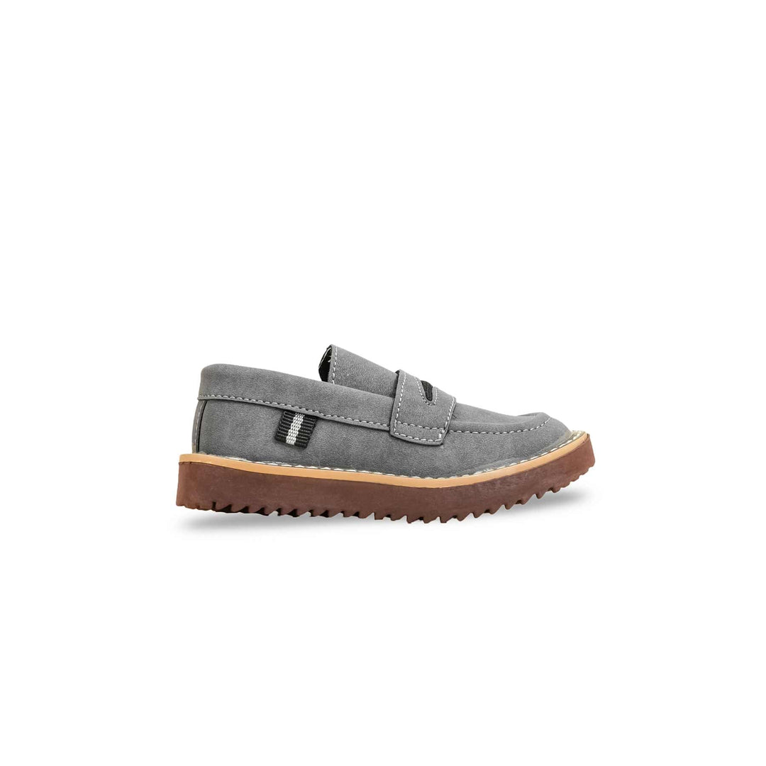 Boys Grey Formal Moccasin KD2604