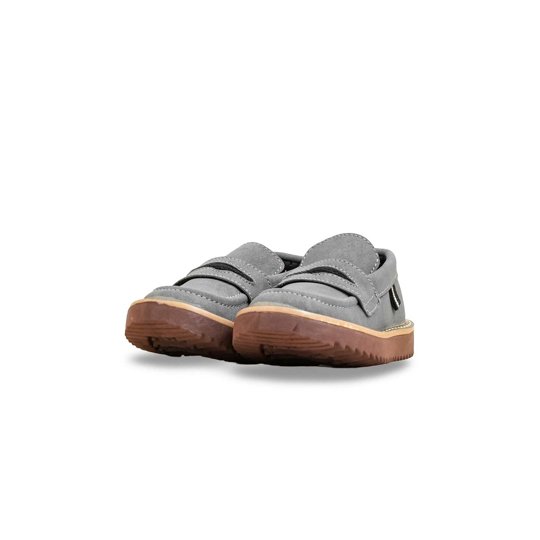 Boys Grey Formal Moccasin KD2604