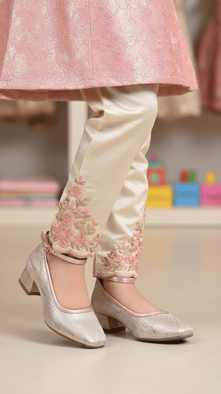 Girls Peach Fancy Pumps KD2605