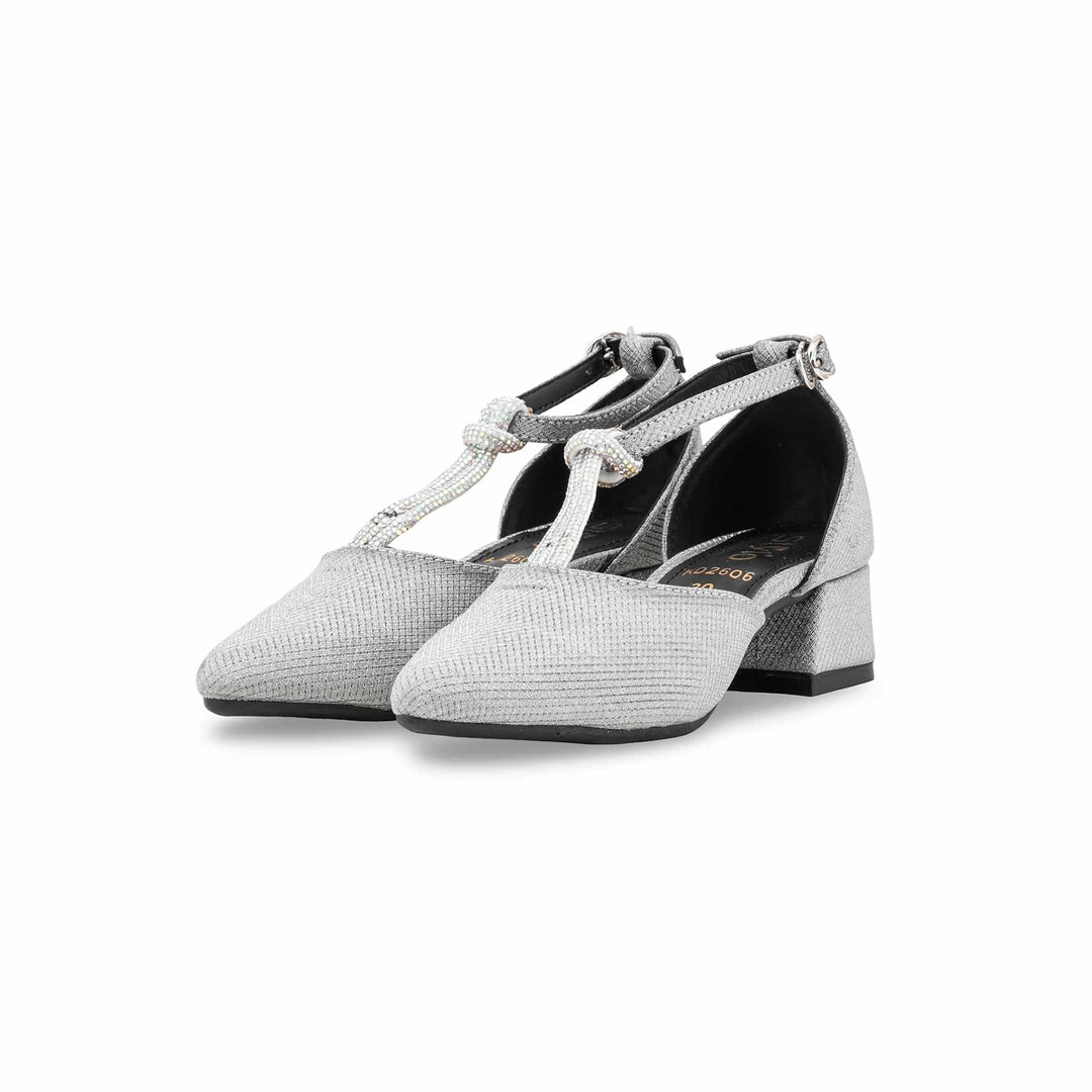 Girls Silver Fancy Pumps KD2606