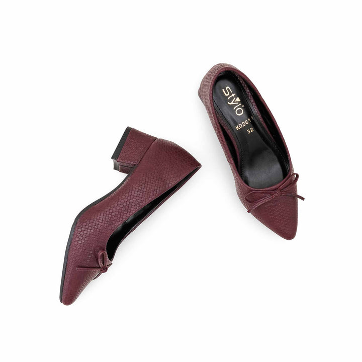 Girls Maroon Formal Pumps KD2611