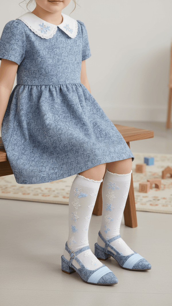 Girls Sky Blue Formal Pumps KD2615