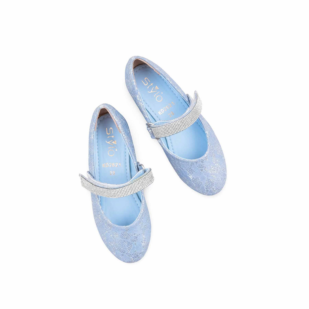 Girls Sky Blue Fancy Pumps KD2621