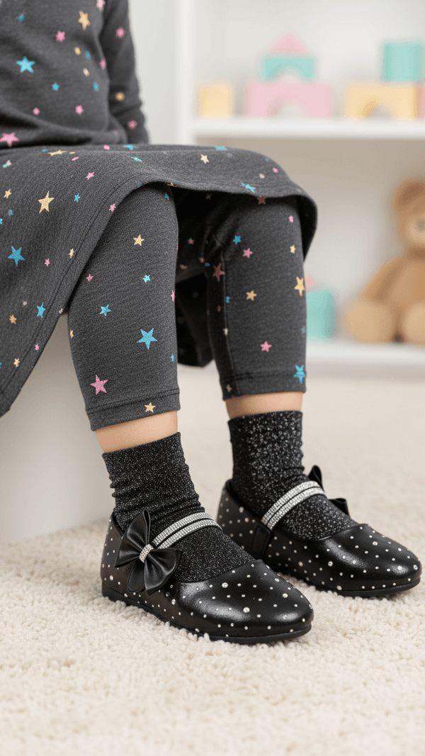 Girls Black Fancy Pumps KD2622