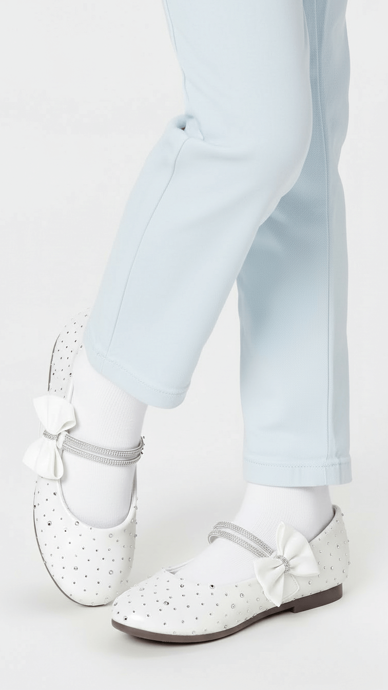 Girls White Fancy Pumps KD2622