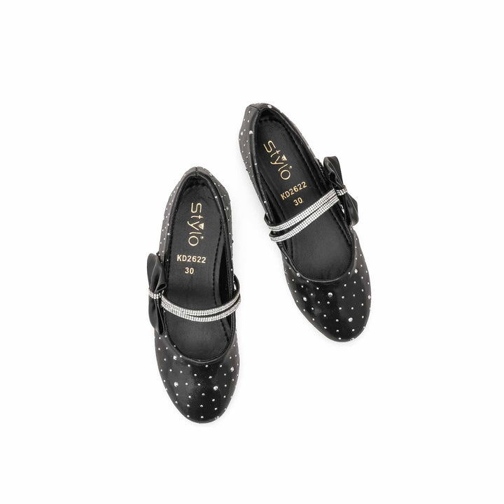 Girls Black Fancy Pumps KD2622