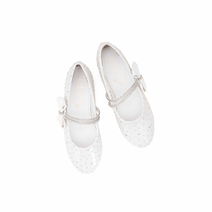 Girls White Fancy Pumps KD2622