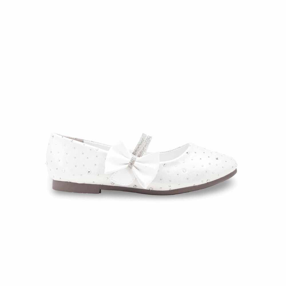Girls White Fancy Pumps KD2622
