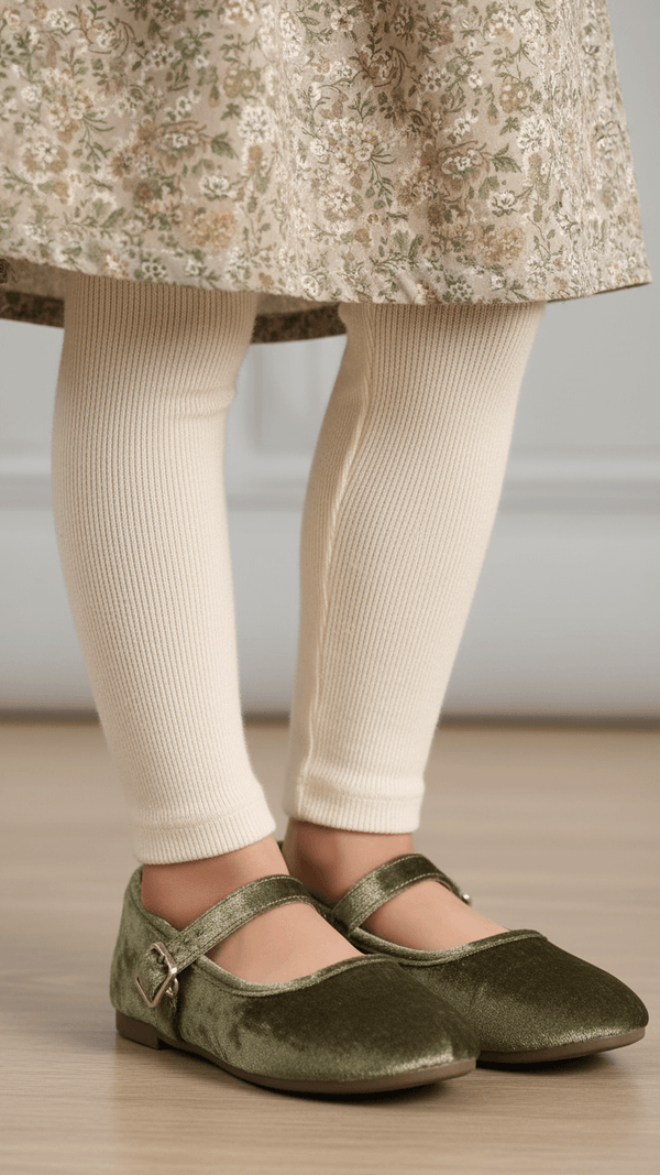 Girls Olive Formal Pumps KD2627