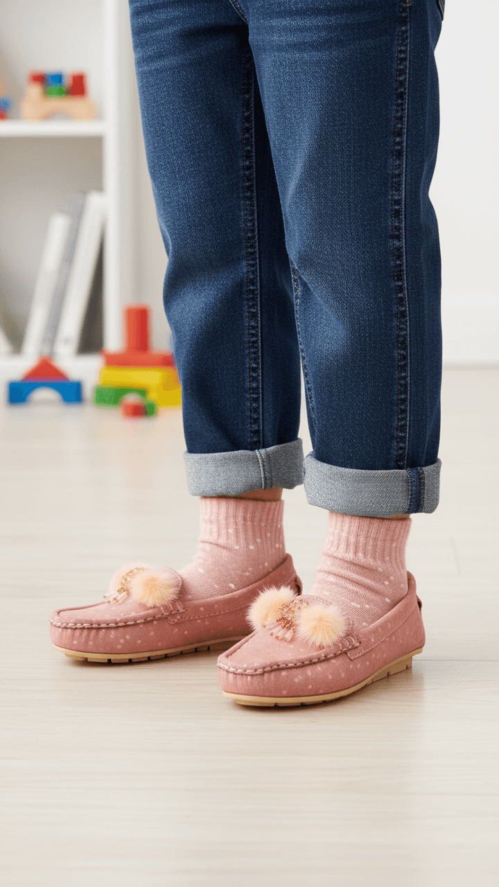 Girls Pink Formal Moccasin KD2628