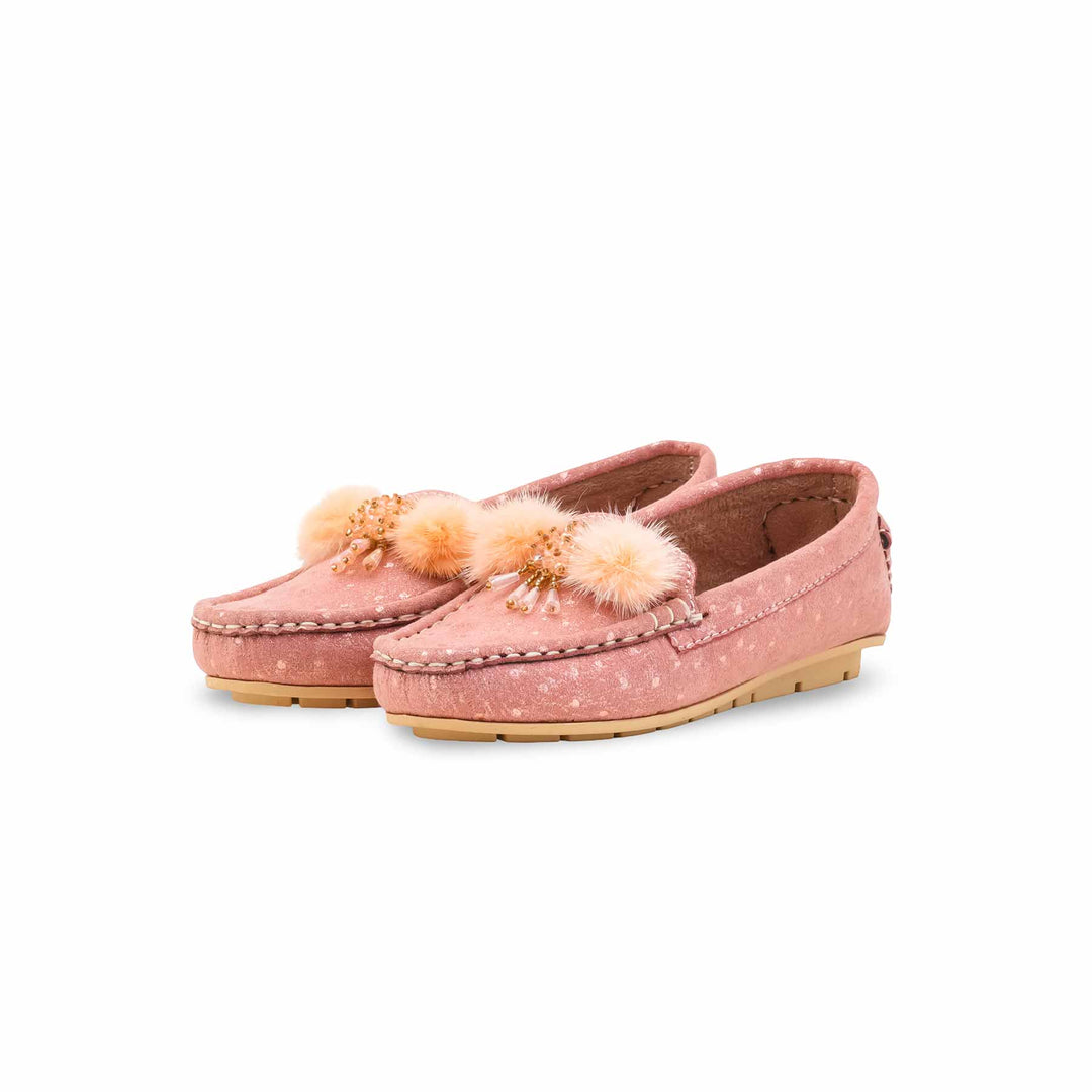 Girls Pink Formal Moccasin KD2628