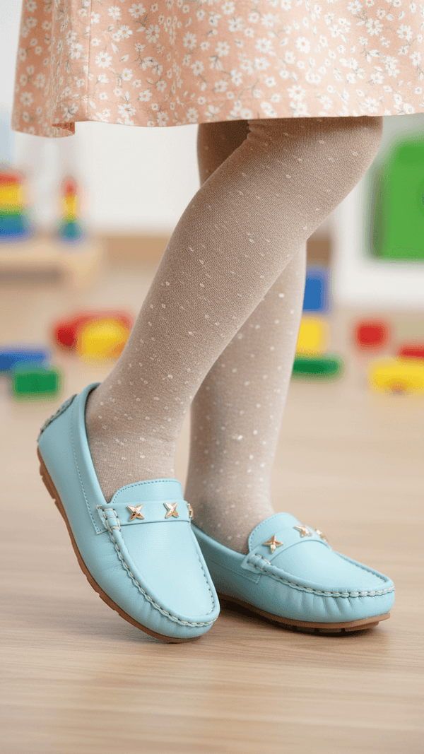 Girls Sky Blue Fancy Moccasin KD2629