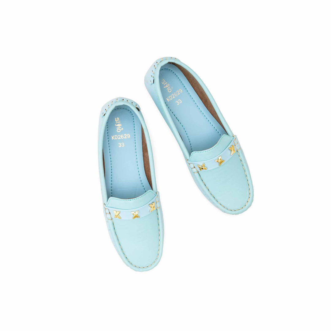 Girls Sky Blue Fancy Moccasin KD2629