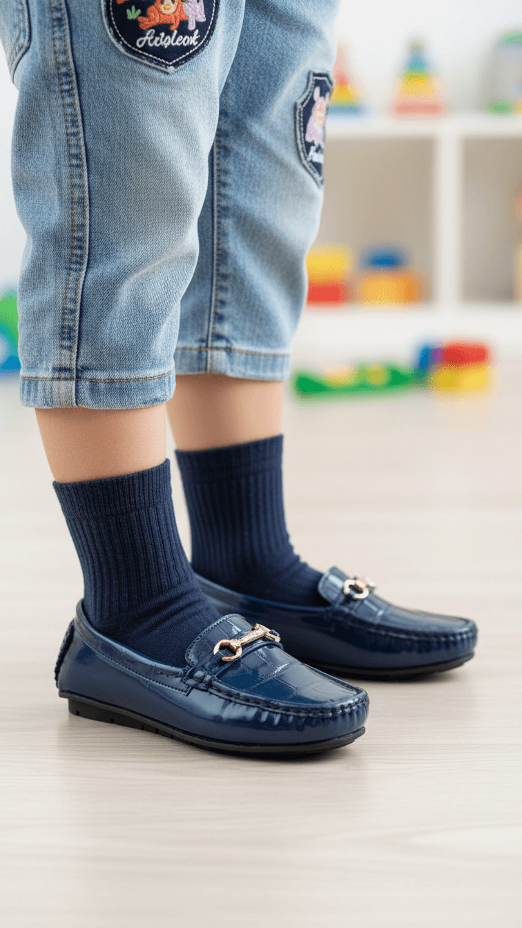 Girls Blue Formal Moccasin KD2630