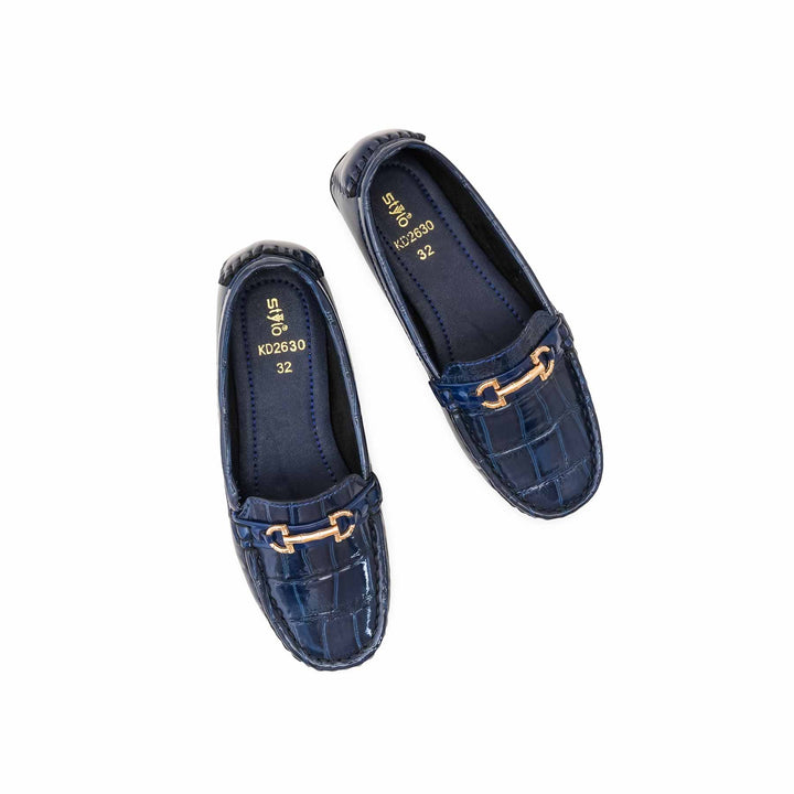 Girls Blue Formal Moccasin KD2630