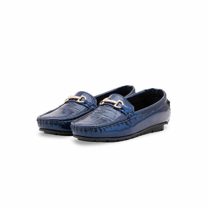 Girls Blue Formal Moccasin KD2630