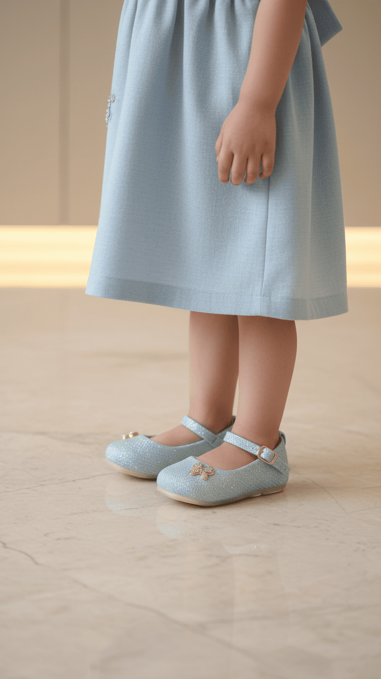 Girls Sky Blue Fancy Pumps KD2635