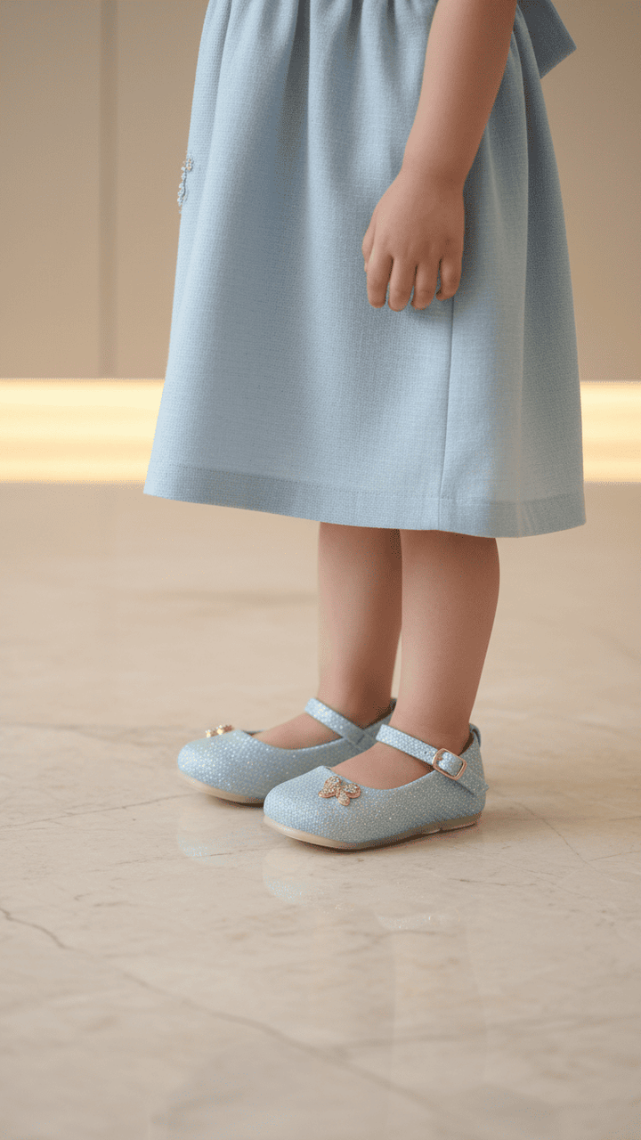 Girls Sky Blue Fancy Pumps KD2635