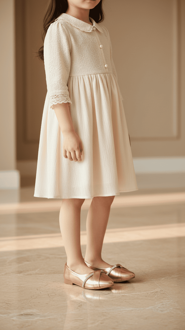 Girls Peach Formal Pumps KD2637