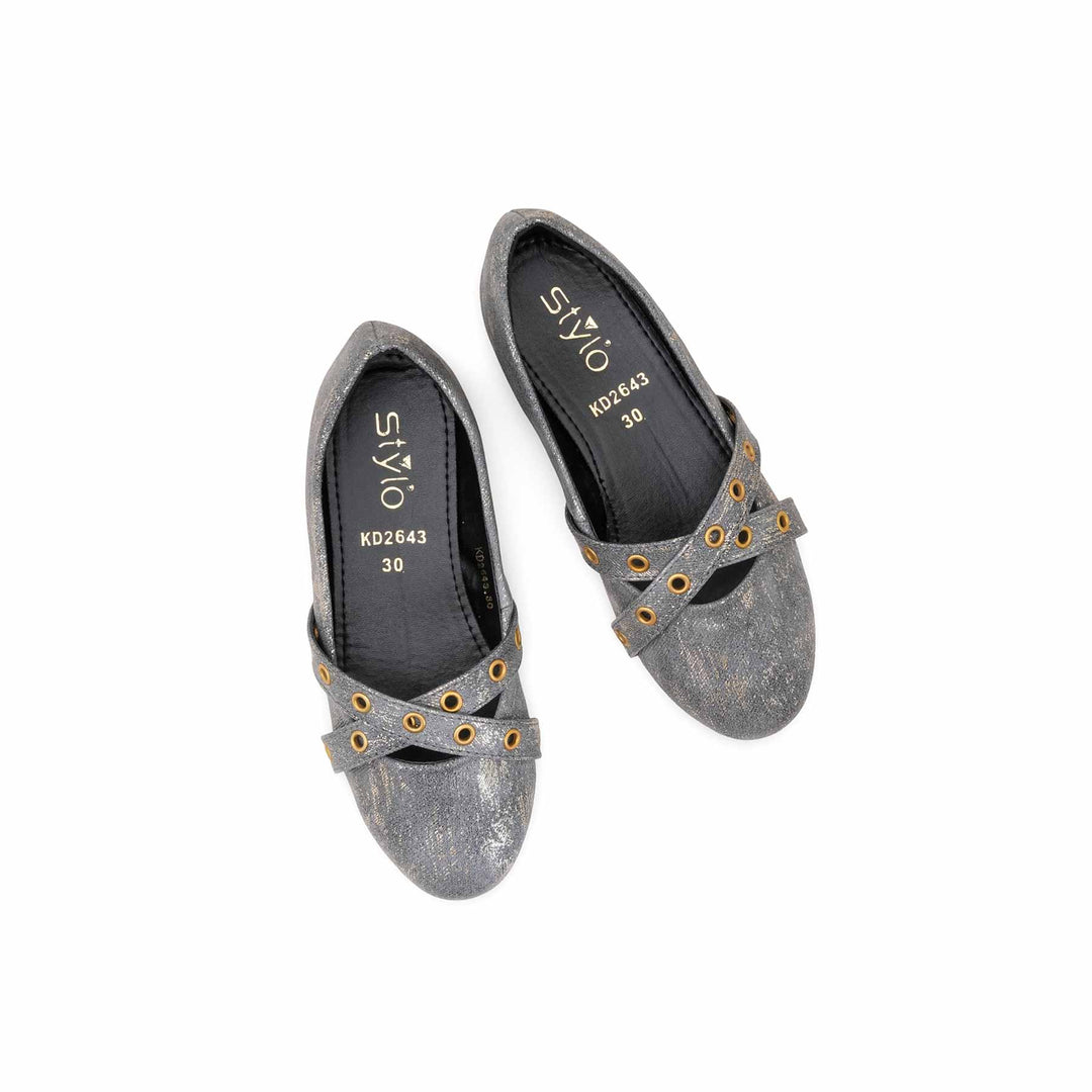 Girls Grey Formal Pumps KD2643