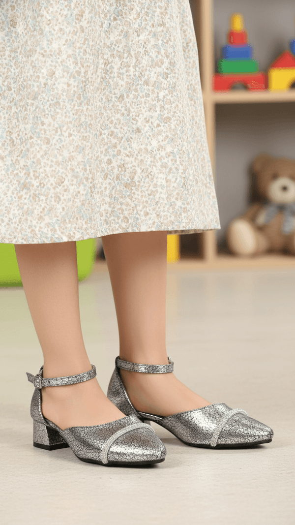 Girls Silver Formal Pumps KD2645
