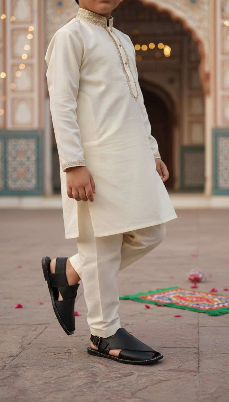 Boys Black Peshawari Chappal KD2651