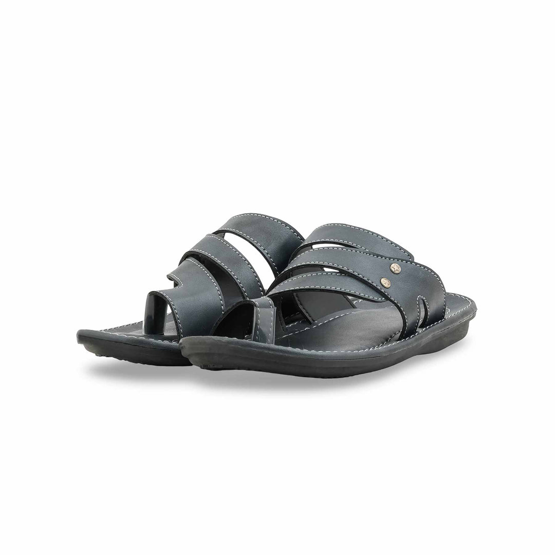 Boys Grey Formal Slipper KD2654