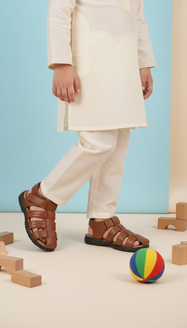 Boys Brown Formal Sandal KD2676