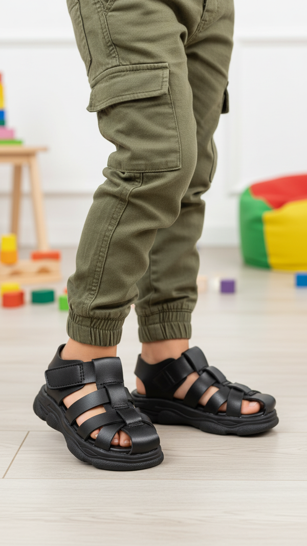 Boys Black Formal Sandal KD2677