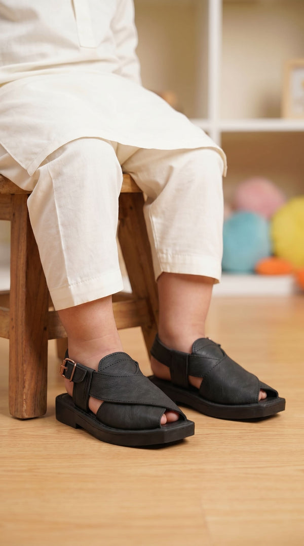 Boys Black Peshawari Chappal KD2680
