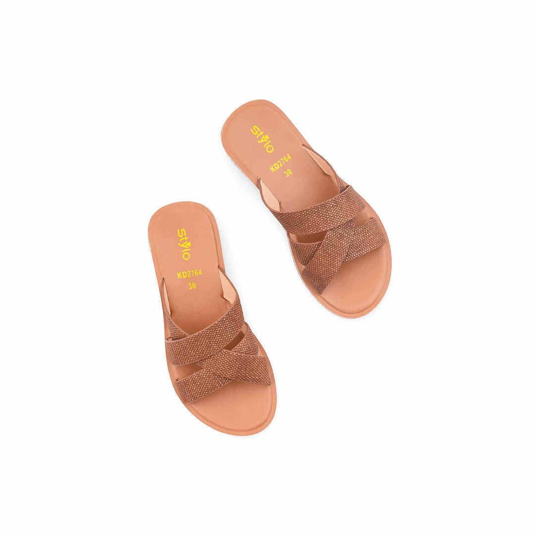 Girls Brown Casual Slipper KD2764