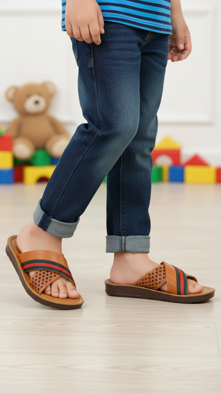 Boys Brown Casual Slipper KD4711