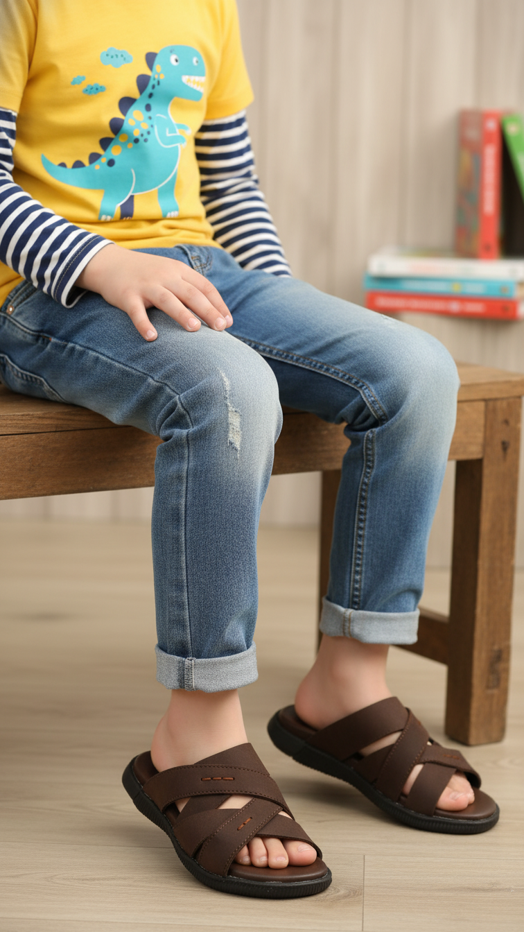 Boys Brown Casual Slipper KD4712