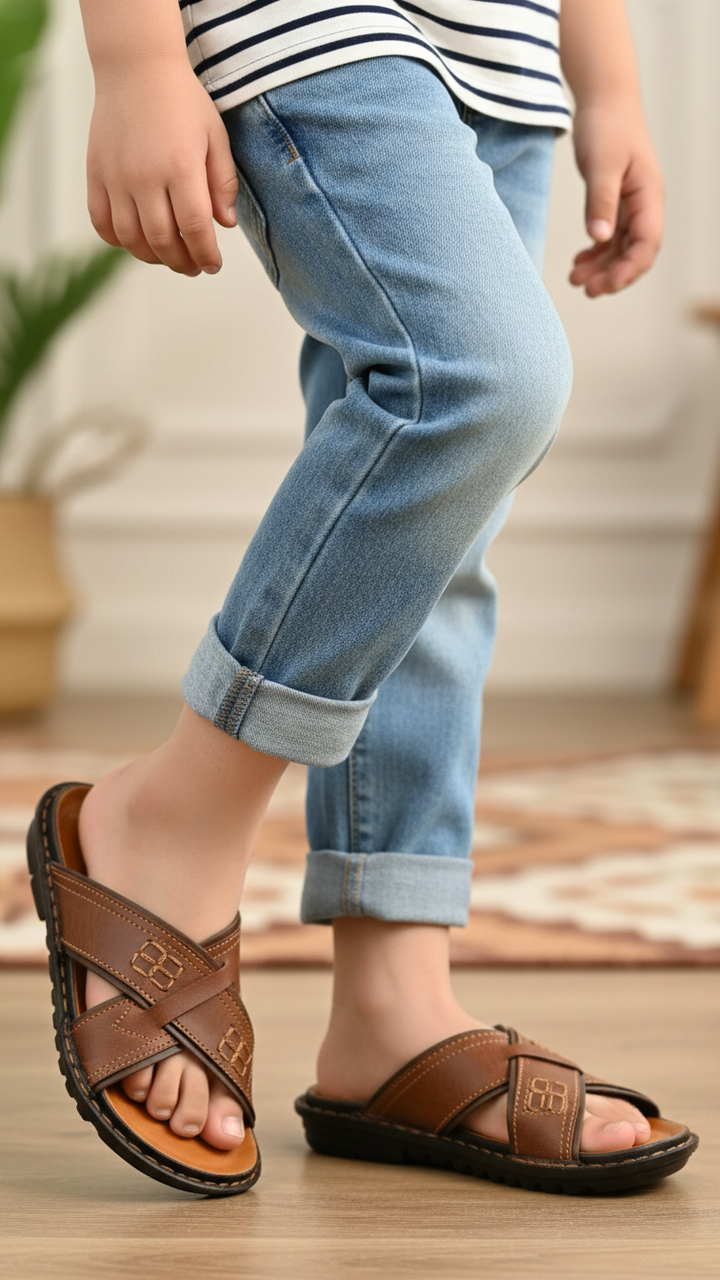 Boys Brown Formal Slipper KD4717