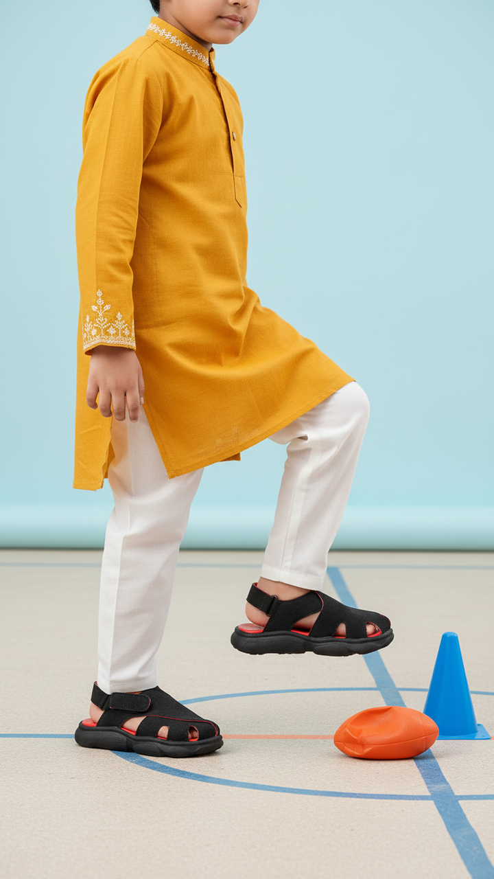 Boys Black Peshawari Chappal KD4735