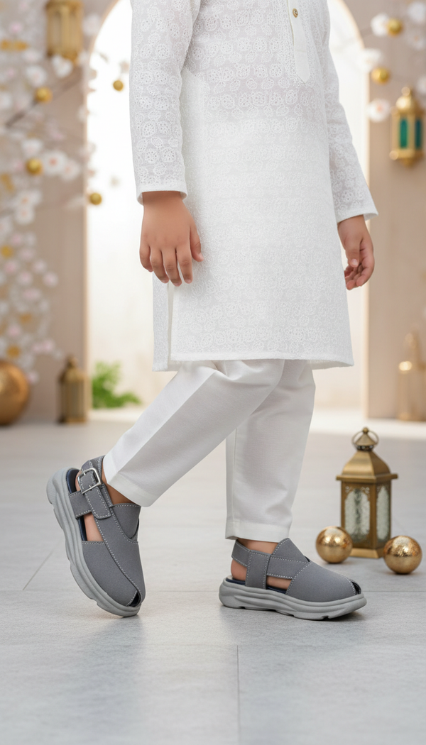 Boys Grey Peshawari Chappal KD4737