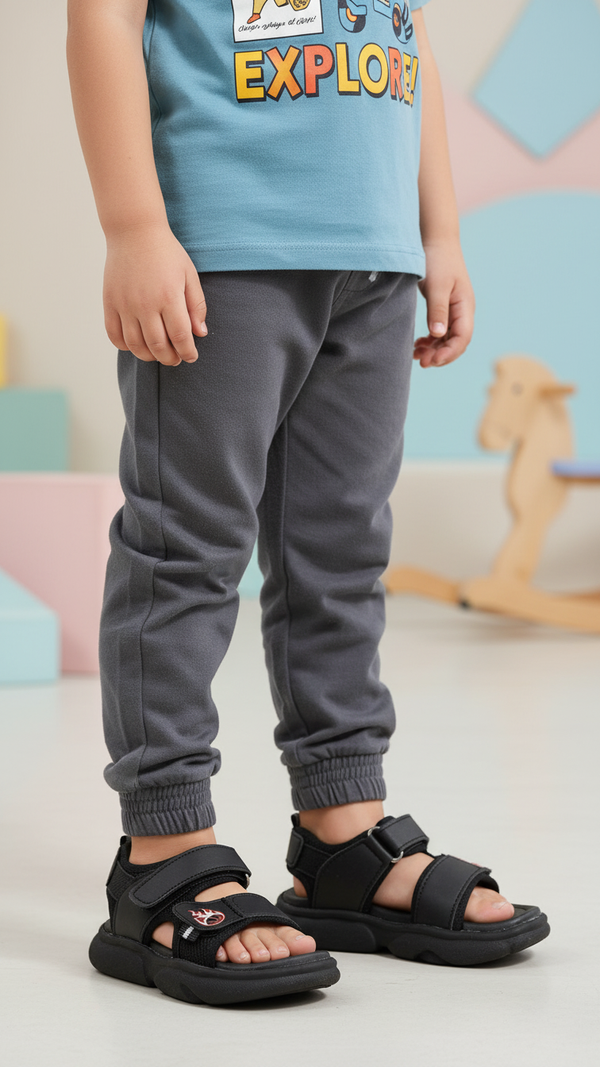 Boys Black Casual Sandal KD4769